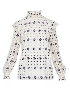 Ted Baker Elllah Stars-and-Stripes High-Neck Blouse